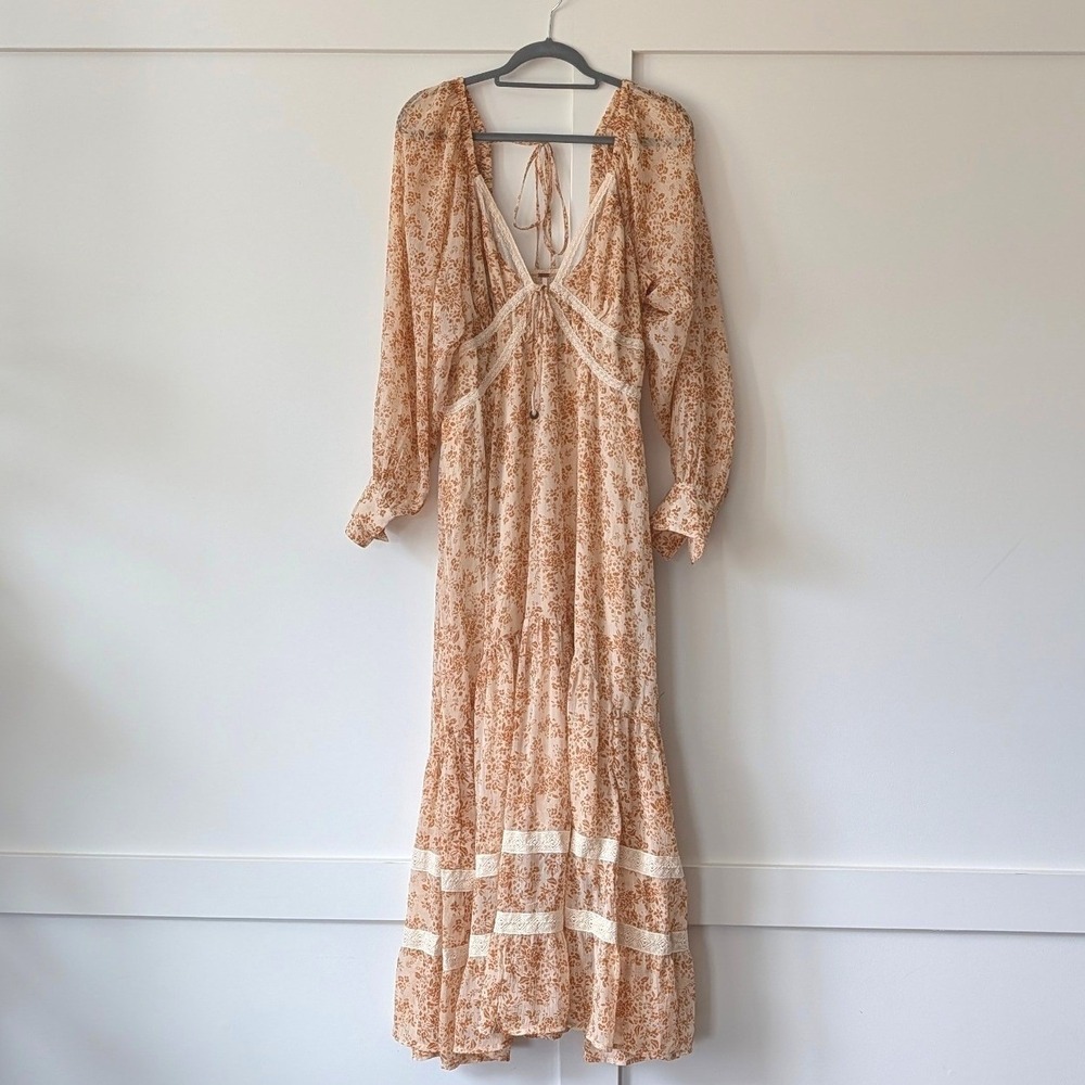 Free People Calloway Floral Lace Trim Maxi Dress Size Large